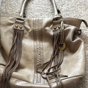 Lucky Brand Tan Tote with Bohemian Fringe